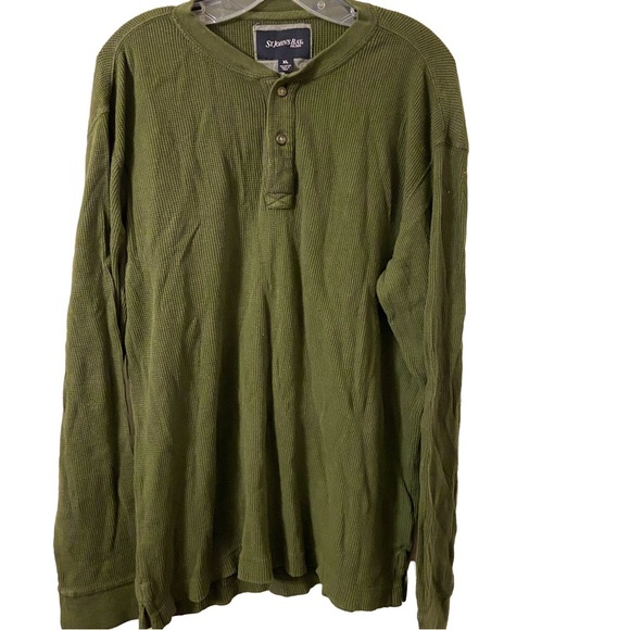 St John Bay Waffle Henley Long Sleeves in Army Green Size X Large. - Picture 1 of 3